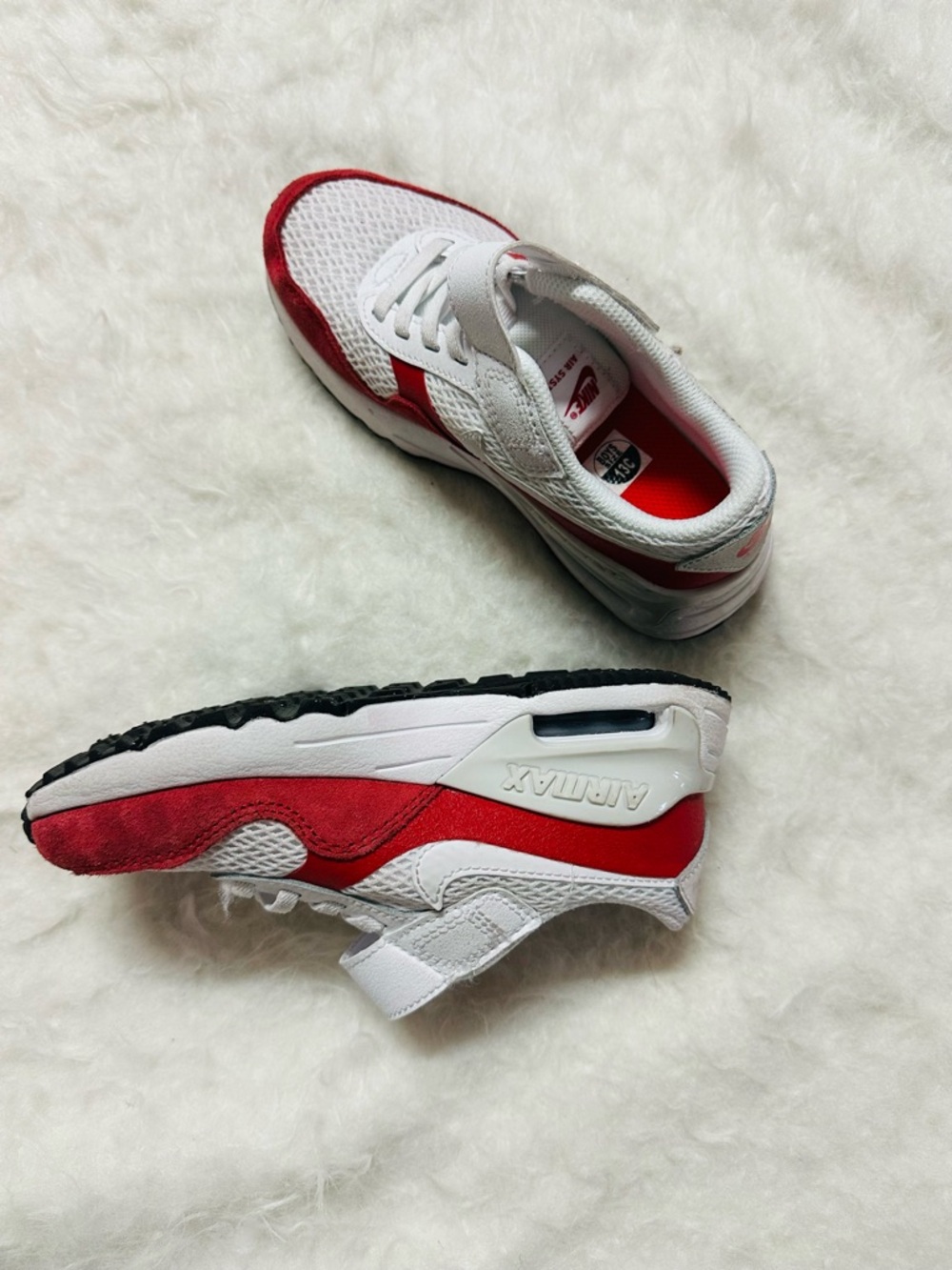 Nike White and Red Kids' Low-Top Sneakers